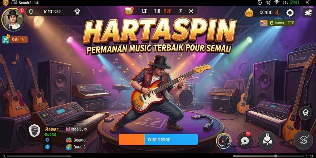 Gameplay HARTASPIN yang seru dengan interaksi musik.
