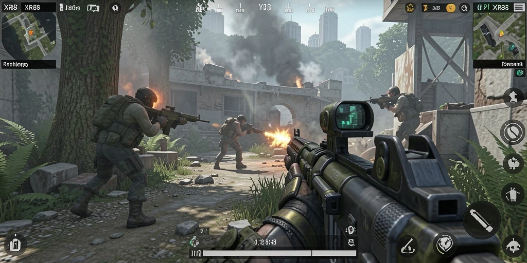 Tangkapan layar menampilkan aksi mendebarkan dalam permainan FPS.