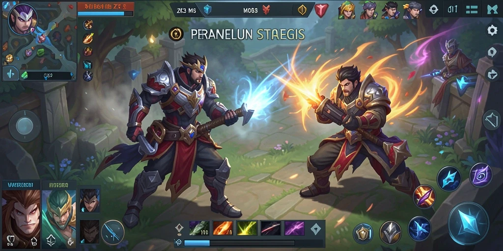 Screenshot gameplay utama ZK3 dengan aksi seru di arena MOBA.